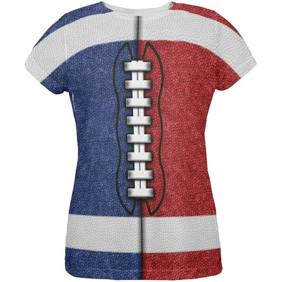 Fantasy Football Team Blue and Red All Over Womens T Shirt Multi LG