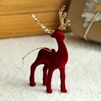 Flocked Reindeer Christmas Decor | Elegant Deer Ornaments for Tabletop, Mantel, Desk, Shelf and Kitchen | Holiday Centerpiece Reindeer Figurine for Christmas Tree, Winter Decoration, Gift Idea