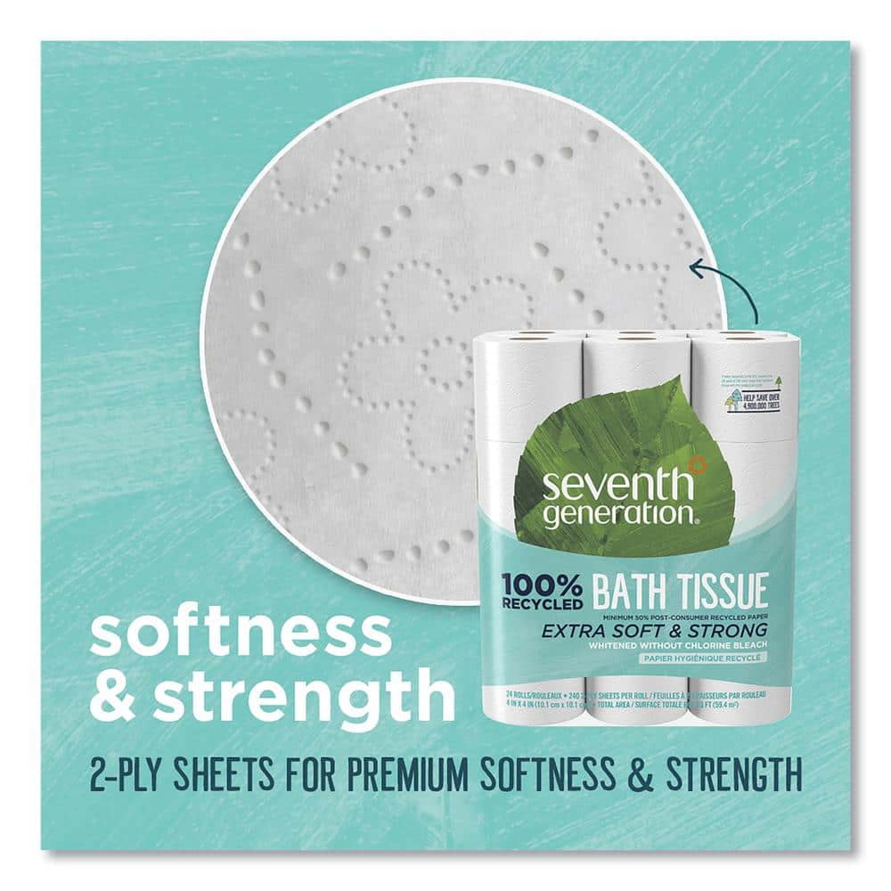 100% Recycled Toilet Paper, Septic Safe, 2-Ply, White, 240-Sheets/Roll, (24-Pack)