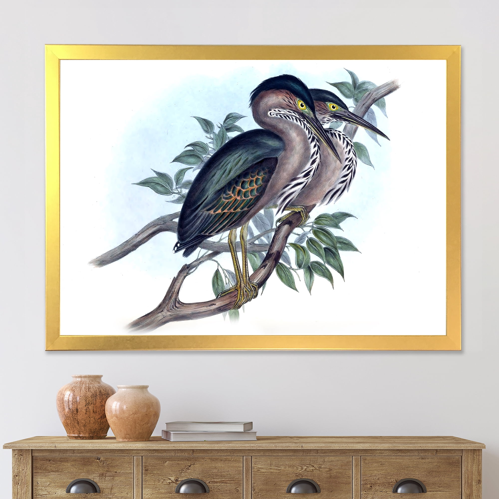 Designart 'Ancient Australian Birds VII' Traditional Framed Art Print