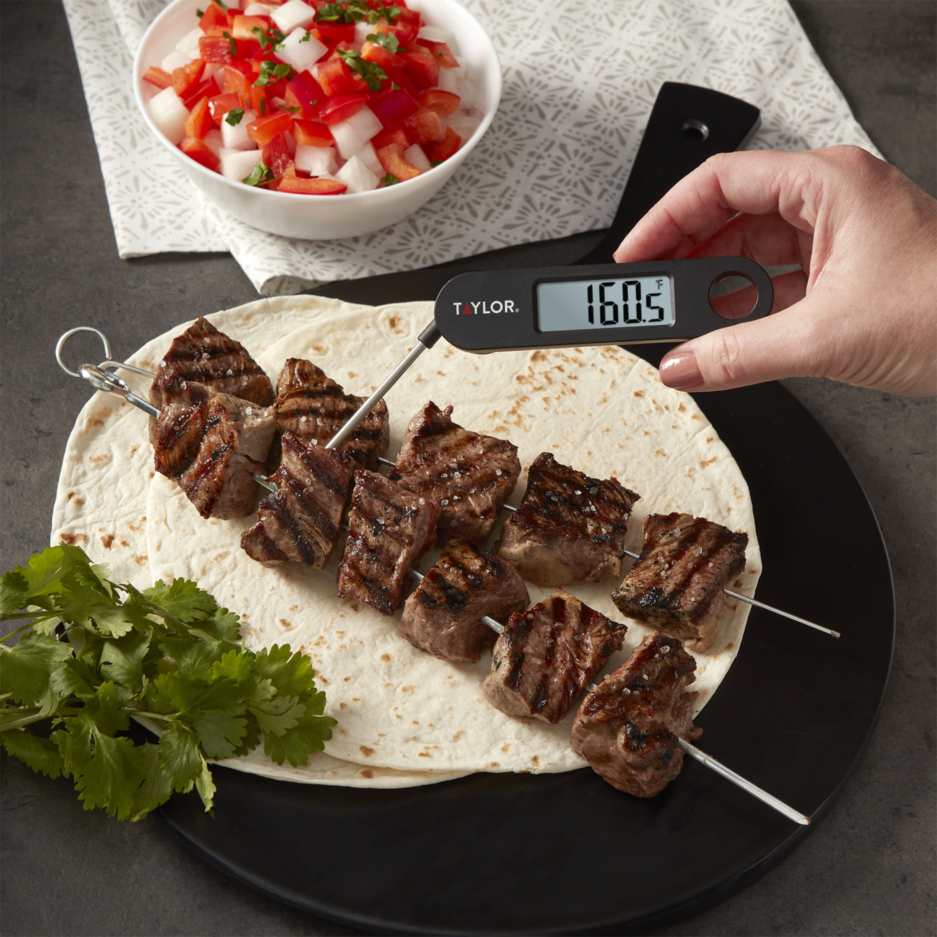 InstaTrack Folding Digital Instant Read Meat Food Grill BBQ Kitchen Cooking  Thermometer, White