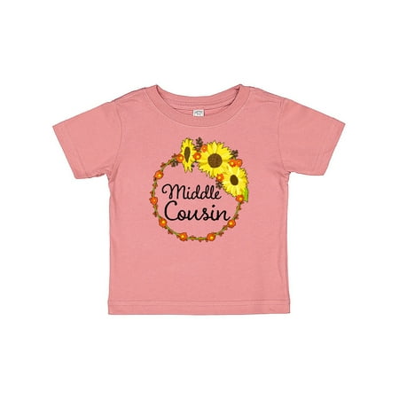 

Inktastic Middle Cousin Sunflower Wreath Gift Baby Boy or Baby Girl T-Shirt