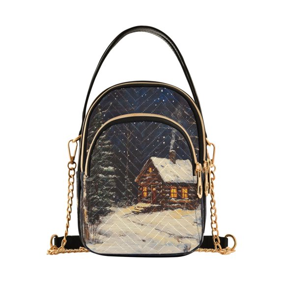 Shoulder Handbag Women's Crossbody Handbags 5.91x3.15x8.27 Inch Bank Card Bag Cash Bag Key Bag The Cabin in The Forest