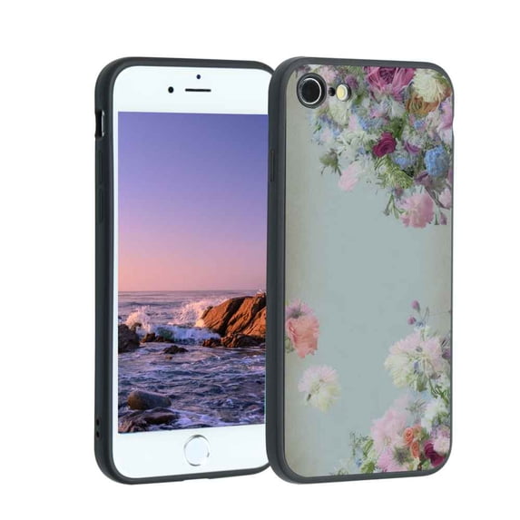 Vintage-Floral-Art-Design-378 Phone Case, Degined for iPhone 8 Case Men Women, Flexible Silicone Shockproof Case for iPhone 8