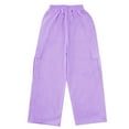 thumbnail image 2 of Kids Cargo Pants Classic Baggy Pants Straight Leg Purple Cargo with Pocket Girls Summer Clothes 8-10 Years, 2 of 3