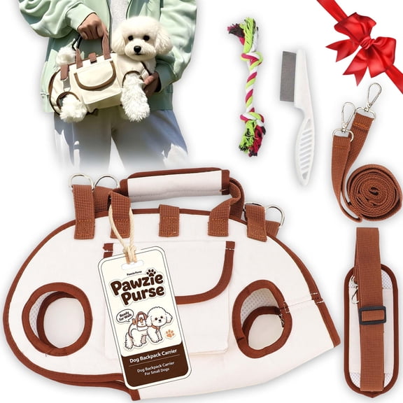 Pawzie Purse Dog Carrier, Breathable Mesh Pet Shoulder Bag with Adjustable Strap & Pockets Up to 20 Lbs