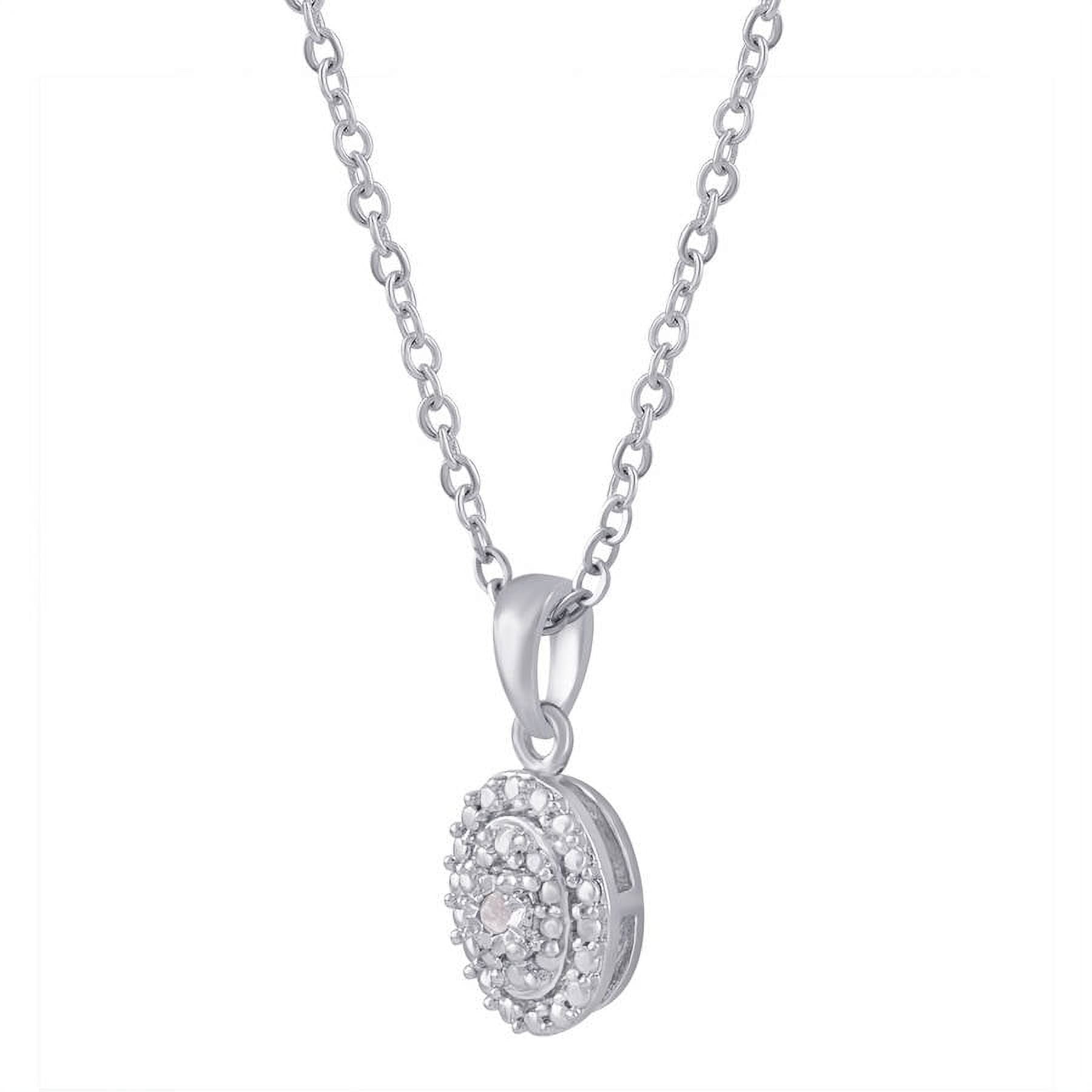 Diamond Accent Silver-Tone Oval-Shape Halo Frame Pendant, 18" Chain