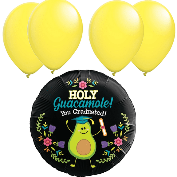 LoonBalloon Graduation Holy Guacamole Balloon Standard Size Premium Foil Graduation Theme Balloon Set with 4 pcs Latex
