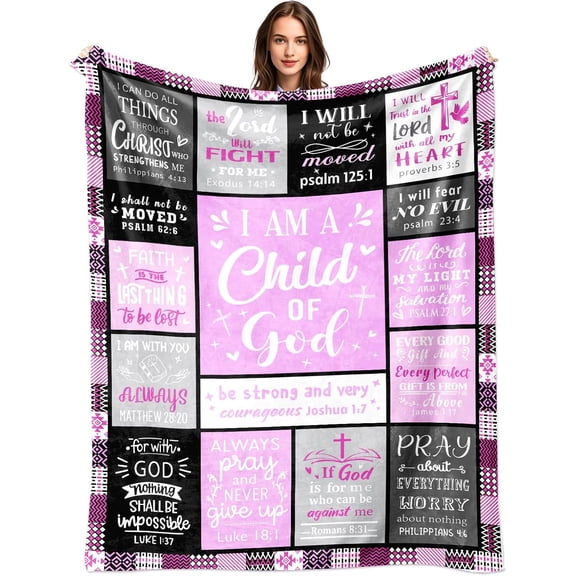 Christian Blanket Gifts for Women Baptism Gifts for Girls Inspirational Birthday Religious Catholic Spiritual Gift for Women Bible Verse Throw Blanket 50"x40"
