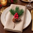 thumbnail image 6 of Christmas Floral Picks with Holly Berries,7.08 inch Red Berry Pine Branches,Artificial Picks Sprays,Artificial Xmas Tree Wreath Diy Gift Wrap Fake Evergreen Branches for Home Table Decor,Z-B, 6 of 6