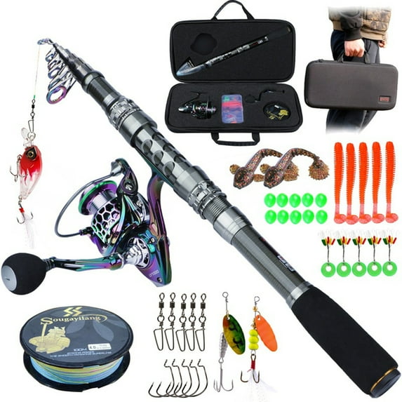 Sougayilang Portable Telescopic Fishing Rod and Spinning Reel Combos - Fishing Carrier Bag