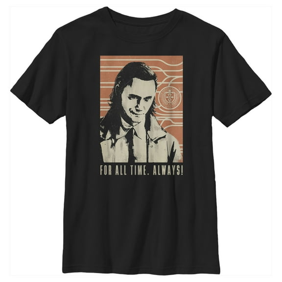 Boy's Marvel Loki For All Time Always Drawing  Graphic Tee Black Medium