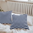 thumbnail image 4 of Navy Blue Water Ripple Outdoor Pillow Covers Set of 2 Striped Waterproof Throw Pillow Case Decorative Square Cushion Cover for Patio Couch Garden Balcony, 26"x26", 4 of 9
