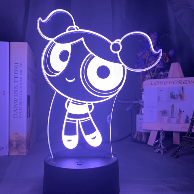 Luz nocturna LED 3D Powerpuff Girls Burbujas que cambian de color