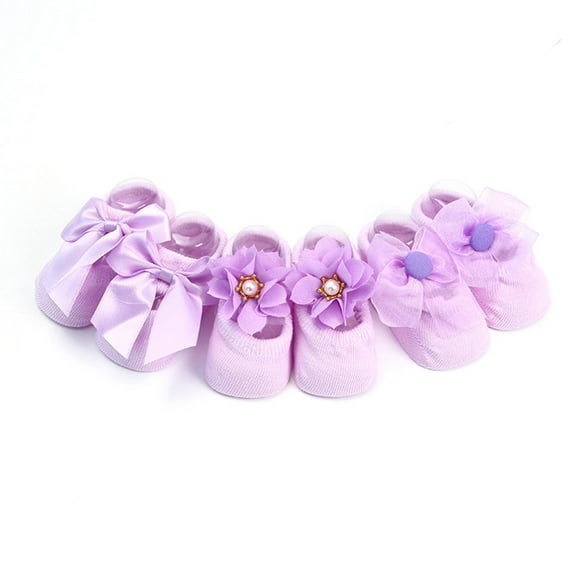 Raindrops Lace Baby Socks in Purple - 1 Pair of Soft, Comfortable Infant Footwear
