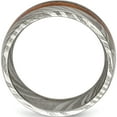 thumbnail image 2 of Damascus Steel Polished With Sapele Wood Inlay 8mm Band (Size 13) Made In China sr645-13, 2 of 5