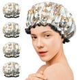 thumbnail image 7 of Shower Caps,Cartoon Corgi Waterproof Shower Cap for Women 4 Pieces,Double Reusable Hair Cover for Shower PEVA Elastic Stretch Hem, 7 of 7