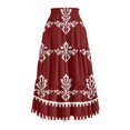 thumbnail image 4 of Unir Women Symmetrical Ethnic Floral Print Multi-Tiered Flow Four Way Stretch Midi Skirt Drawstring Ruffle Waist Casual Side Pocket Long Bottom 1PC S-XXL Plus Size Friendly, 4 of 5