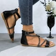 thumbnail image 5 of GJPBGK Women’s Strappy Flat Sandals Rhinestone Ankle Strap Open Toe Gladiator Sandals for Summer Party, Wedding, or Daily Wear, 5 of 6