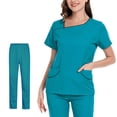 thumbnail image 3 of Conjuntos de uniformes de enfermera para mujer, uniforme de enfermera transpirable de verano para mujer, pantalones finos cómodos, ropa azul s Yinane Uniforme de mujer, 3 of 8