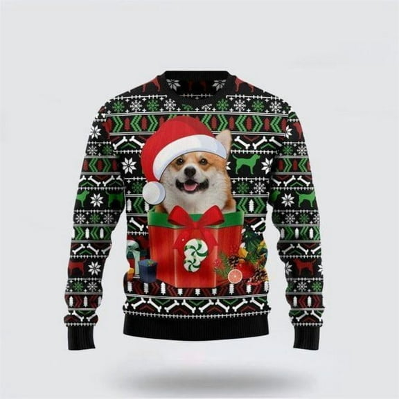 Funny Dog In The Gift Box Christmas Sweater – Dog Lover Christmas Sweater