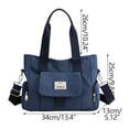thumbnail image 2 of Hovmgk Canvas Bag, Shoulder Tote, Women's Large-Capacity Fashion Versatile for Daily & Travel, Fashion Accessories & Daily Supplies, Spacious Organized Storage, Ideal for Shoppers, Dark Blue, 2 of 2