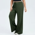 thumbnail image 2 of Swuxness Women Casual Straight Leg Pants, Women Plus Size Long Pants, Women Solid Color High Waisted Loose Fitted Lifting Butt Running Wide Leg Yoga Pants Army Green, XXL, 2 of 5