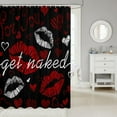 thumbnail image 2 of Sexy Red Lips Shower Curtain Get Naked Shower Curtain Set with Hooks for Couple Lover Men Women Funny Quotes Bathroom Curtains Fashion Stylish Black Red White Cloth Fabric Bathroom Decor 72x72 Inch, 2 of 6