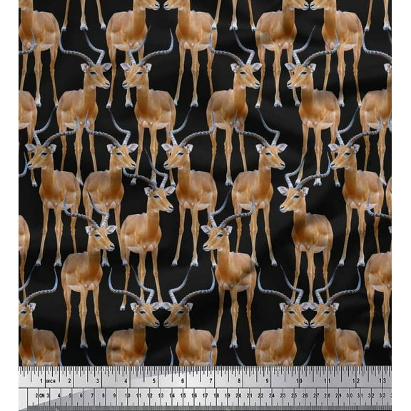 Soimoi Cotton Duck Fabric Reindeer Animal Print Fabric by The Yard 42 Inch Wide