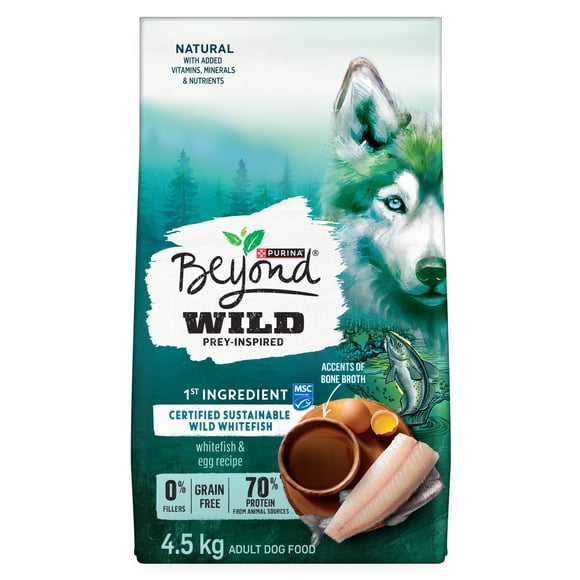 Beyond Wild Recette de Poisson Blanc et d'Œufs, Nourriture Sèche pour Chien, 4.5 kg