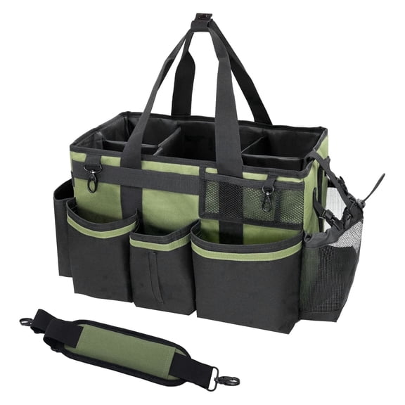 Durable Wearable Cleaning Caddy Organizer with Shoulder Straps, Cleaning Tote Caddy Bag with Foldable Dividers for Housekeepers