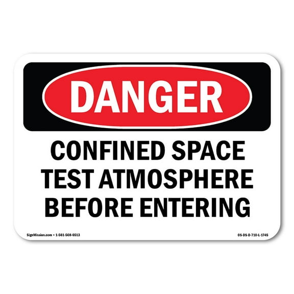 SignMission OS-DS-A-1824-L-1745 18 x 24 in. OSHA Danger Sign - Confined Space Test Atmosphere