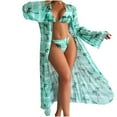 thumbnail image 2 of Wancir Women Bathing Suit 3 Piece Swimsuit Drawstring Bikini Set Long Sleeve Beach Cover Up Boho Swimwear Set with Boy Shorts, 2 of 9