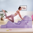 thumbnail image 5 of Advwin Convertible Yoga Chaise Lounge Chair, Ergonomic Foam Lounge with Lumbar Pillow, Washable Cover & Side Pocket, Purple, 5 of 12