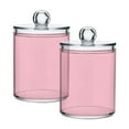 thumbnail image 2 of 4 Pack Pale Pink Qtip Holder Dispenser Clear Plastic Storage Apothecary Jars for Cotton Swabs Balls Pads Floss, 2 of 7