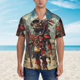 thumbnail image 2 of Fuzoiu Tribal Futuristic Warrior Print Hawaiian Shirt for Men, Summer Beach Casual Short Sleeve Button Down Shirts, Men’s Beach Summer Shirts with Pocket,3X-Large, 2 of 7