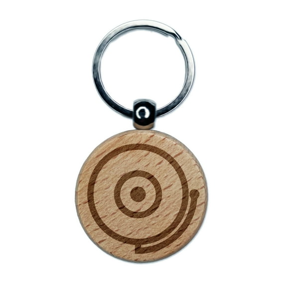 Fire Alarm Fireman Firefighter Round Keychain Charm Tag - Engraved Wood