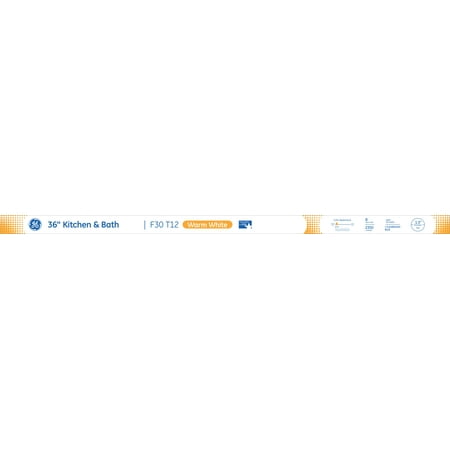 GE Kitchen & Bath Fluorescent Tube Light  Warm White  30 Watt  36 inches  F30 T12 Tube Light Bulb