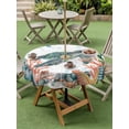 thumbnail image 4 of Outdoor Tablecloth with Umbrella Hole for Patio/Picnic/Party/Camping, Sea Turtle Coastal Waterproof Table Cloth Round Cover Washable, Summer Nautical Starfish Coral Ocean (Dia 54"), 4 of 8