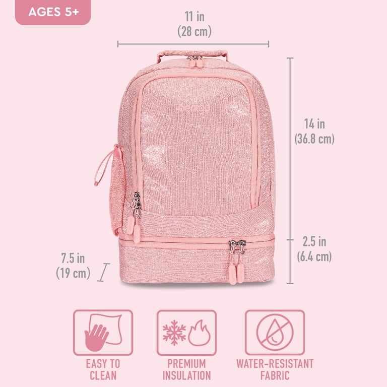 Bentgo Kids 2-in-1 Backpack & Lunch Bag, Petal Pink Glitter photo 5