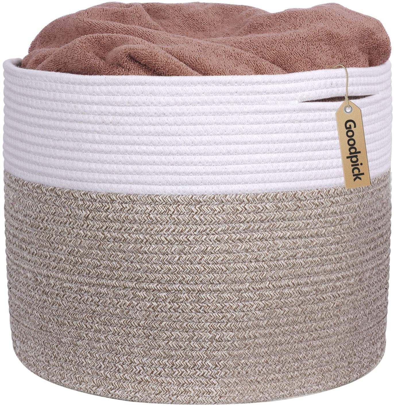 Large Cotton Rope Storage Basket Woven Blanket Basket in Living Room