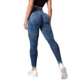 thumbnail image 2 of Women's 3D Texture Yoga Leggings, High Waist Compression Pants for Butt Lifting and Tummy Control, Seamless Workout Leggings for Fitness and Gym-Dark Blue, 2 of 6