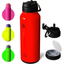 BOTTLE BOTTLE 40 oz sports water bottle stainless steel insulated water bottle with straw and pills holder neon red