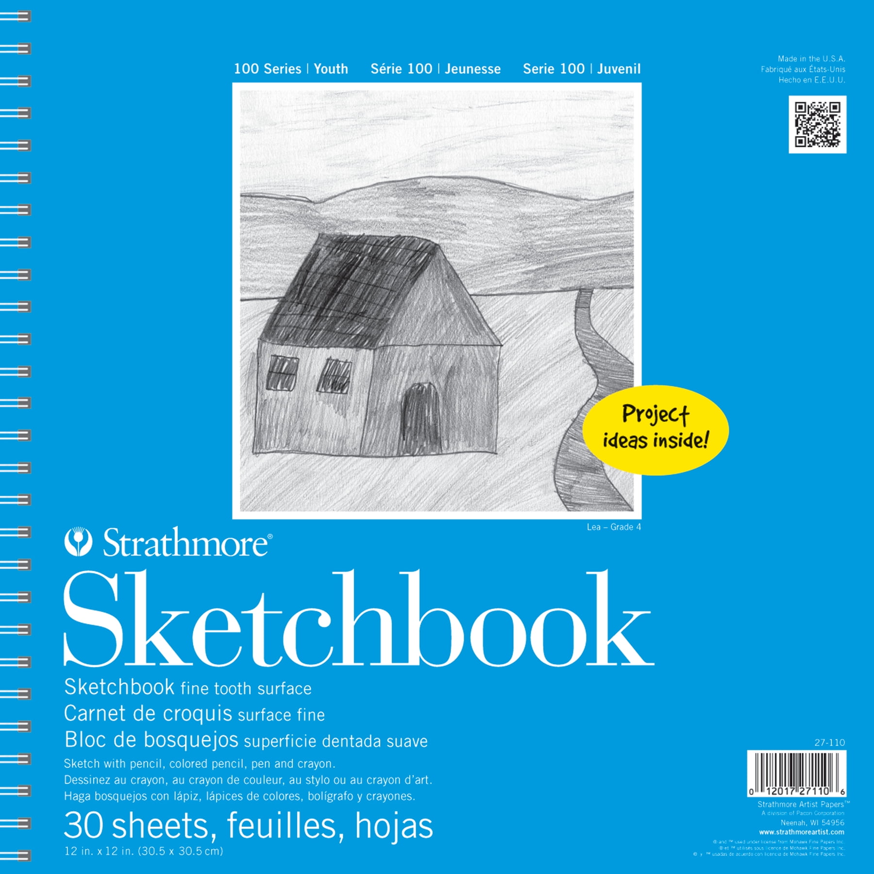 Strathmore 100 Series Sketch Pad, 30 Sheet, 12x12 inch, Pack of 3
