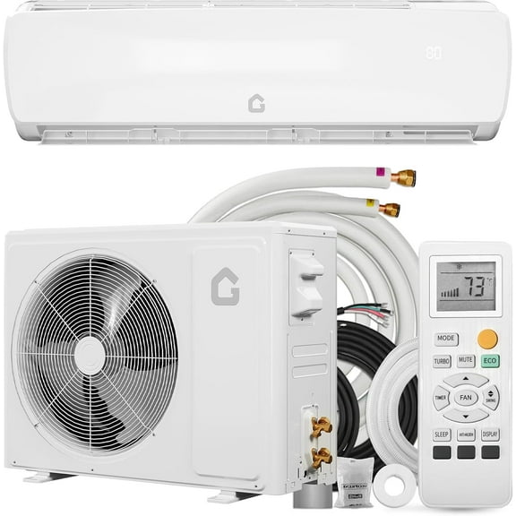 12000BTU Mini Split Ac/Heating System,19 SEER2 115V AC Unit Cools Rooms up to 750 Sq. Ft, L Panel Indoor Unit Split Air Conditioner,Energy Efficient Inverter AC w/Heat Pump,Low Noise (42 db)