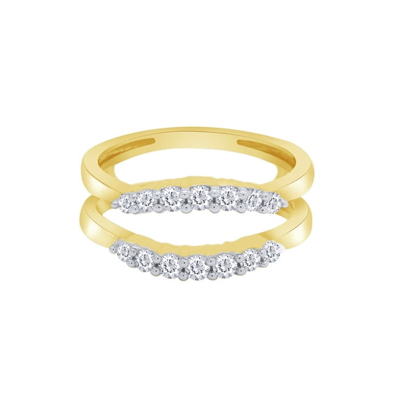 Round White Cubic Zirconia Curve Enhancer Guard Ring in 10k Yellow Gold Ring Size - 7
