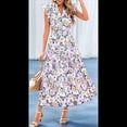 thumbnail image 4 of Vestido Midi Estampado con Escote en V, Mangas Plisadas y Volantes, Imagen 5 M, 4 of 8
