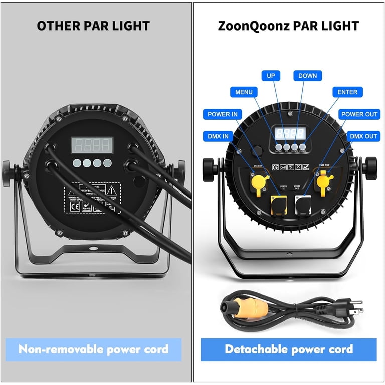 U'King 4-Pack Round IP67 LED Par Lights 240W RGBWA+UV 6-in-1, DMX