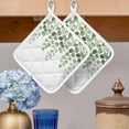 thumbnail image 2 of Sage Green Eucalyptus Leaves Pot Holders for Kitchen Heatproof Potholder, 2 Pack Spring Country Botanical Hot Pads Multipurpose Oven Pads Cloth Potholders Trivet for Cooking and Baking, 2 of 8