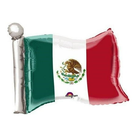 Anagram International Mexican Flag Shape Flat Balloon, 22", Multicolor